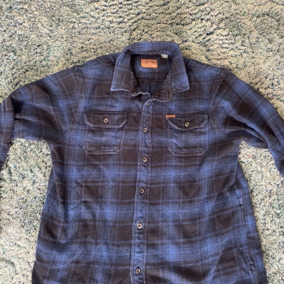 Orvis Blue Black Heavy Flannel Large Plaid Shacket - Picture 3 of 5